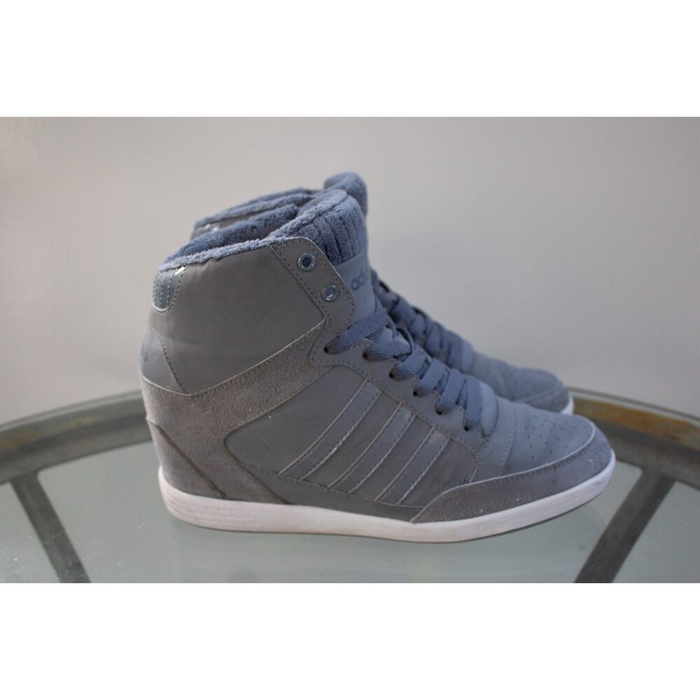 Rare ADIDAS NEO Super Wedge Hi Top women's Sneakers‎ Gray Womens Size 10
